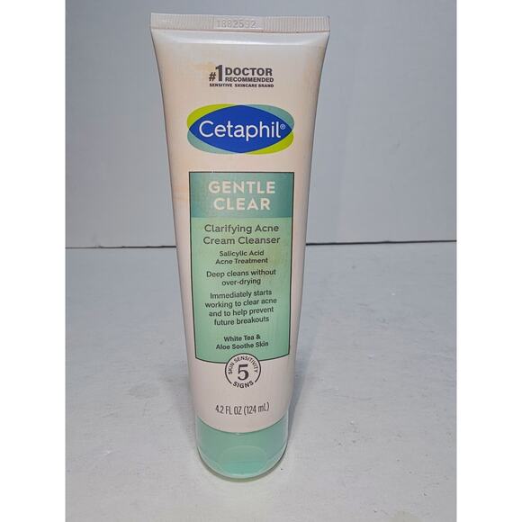 Cetaphil Gentle Clear, Clarifying Acne Cream Cleanser, 4.2 fl oz (124 ml) Sealed - Picture 1 of 6
